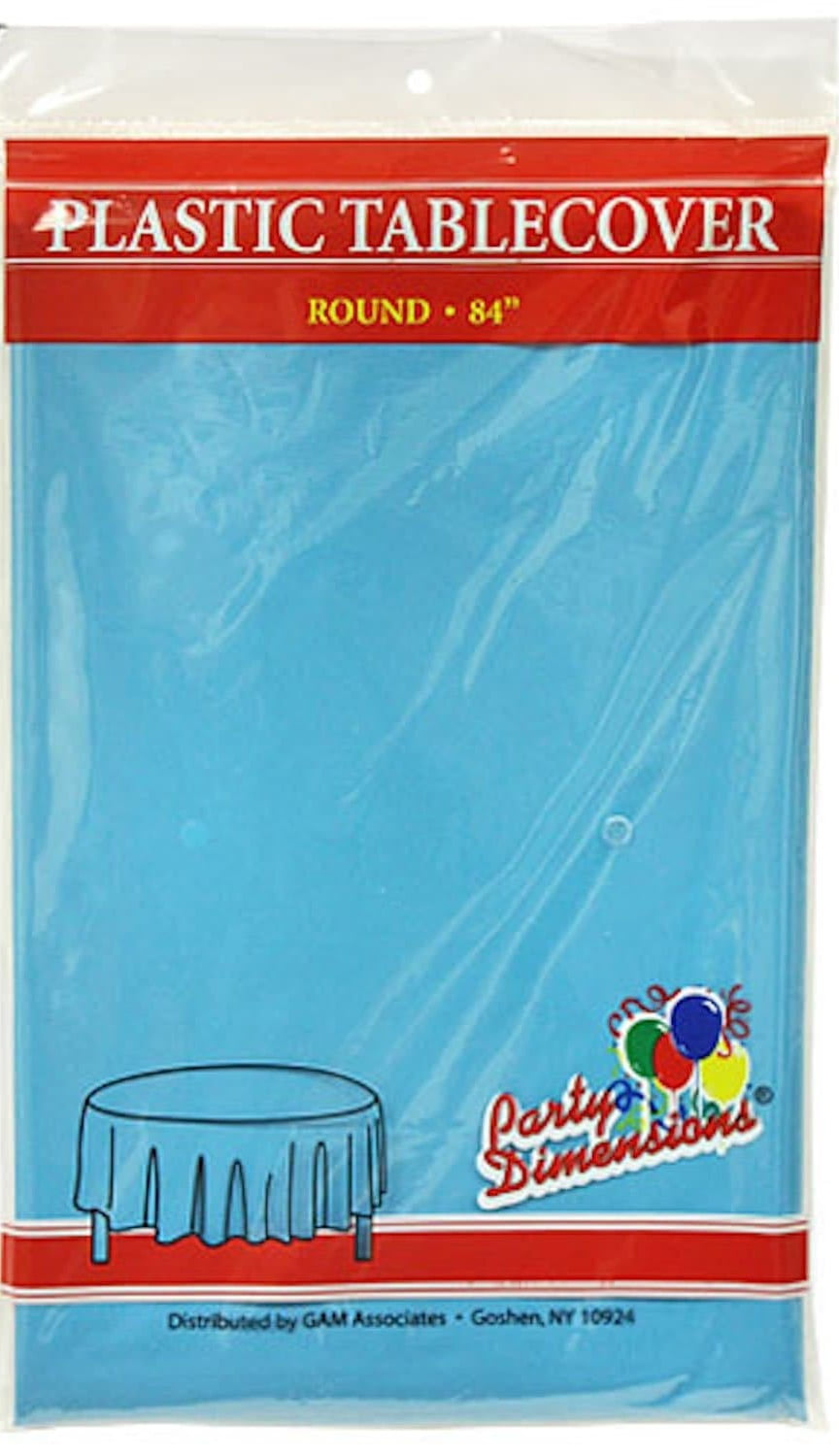 TableCloth Plastic Disposable Round Island Blue 84''