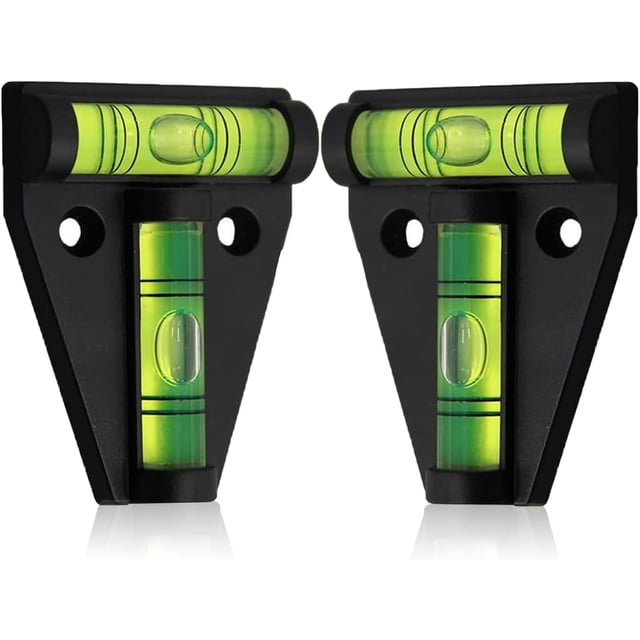 2pcs Caravan Spirit Level Cross-Check Bubble Level with Magnetic Waterproof Two Ways Measurement Small Levelling Devices for Motorhome Camper Travel Trailers Accessories Gadgets (Black)
