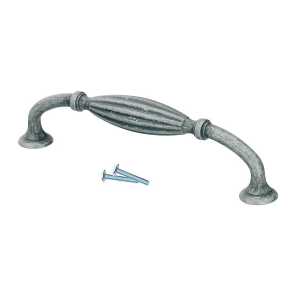 ROK Hardware 5 Pack Carved Melon Style 5-1/32" (128mm) Inch Centre to Centre, Overall Length 5-23/32" Ash Gray, Cabinet Hardware Pull / Handle