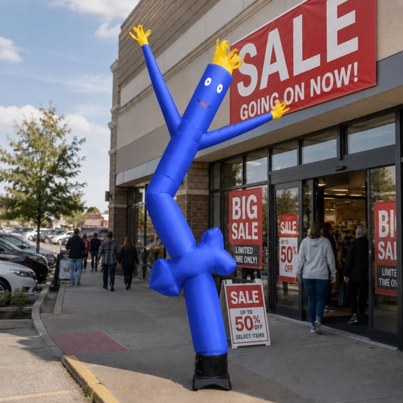 TentandTable Wacky Waving Inflatable Tube Man with Blower - Blue Arrow - 12 Ft