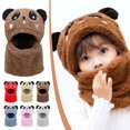 thumbnail image 3 of Cute Cartoon Animal Design Kids Winter Hat and Scarf Set, Soft & Warm Polyester Fiber for Girls and Boys, 3 of 9