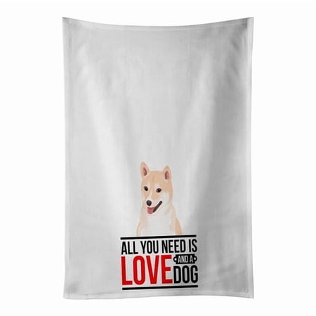 Carolines Treasures WDK3782WTKT 28 x 19 in. Unisex Shiba Inu Cream No.2 White Dish Towels Kitchen Towel - Set of 2