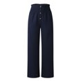 thumbnail image 4 of MDUKONU Women's Fashionable Linen Pants Elastic Waist Linen Blend Adjustable Drawstring Dark Blue S, 4 of 7