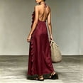 thumbnail image 5 of Women's Halter Neck Maxi Dress, Sexy Open Back Ruffle Beach Sundress, Boho Long Flowy Vacation Dress, Elegant Sleeveless Swing Gown for Pool Party, S-2XL, 5 of 5