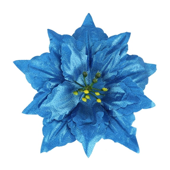 Famyfamy 1Piece Chrismas Glitter Artificial Flowers Christmas Decoration Wreath Fashion Large Sharp Corners Multicolor PE Quality Fake Poinsettia-18CM