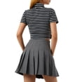 thumbnail image 4 of Mialoley T-shirt Ajusté pour Femme d'Été Décontracté à Rayures Imprimées, Col Polo, Manches Courtes, 4 of 7