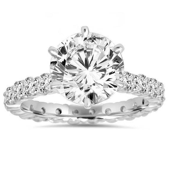 Pompeii Certified 6Ct Diamond Eternity Engagement Ring 14k White Gold Lab Grown (F,VS2)