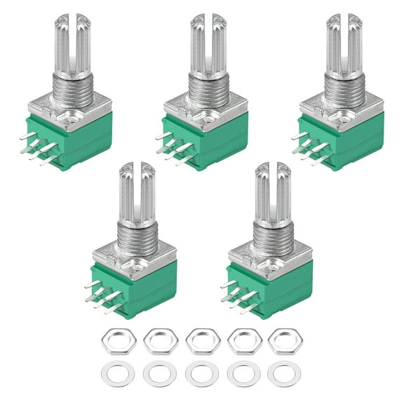 Uxcell 10K Ohm Variable Resistors Double Rotary Carbon Film Taper Potentiometer 5pack