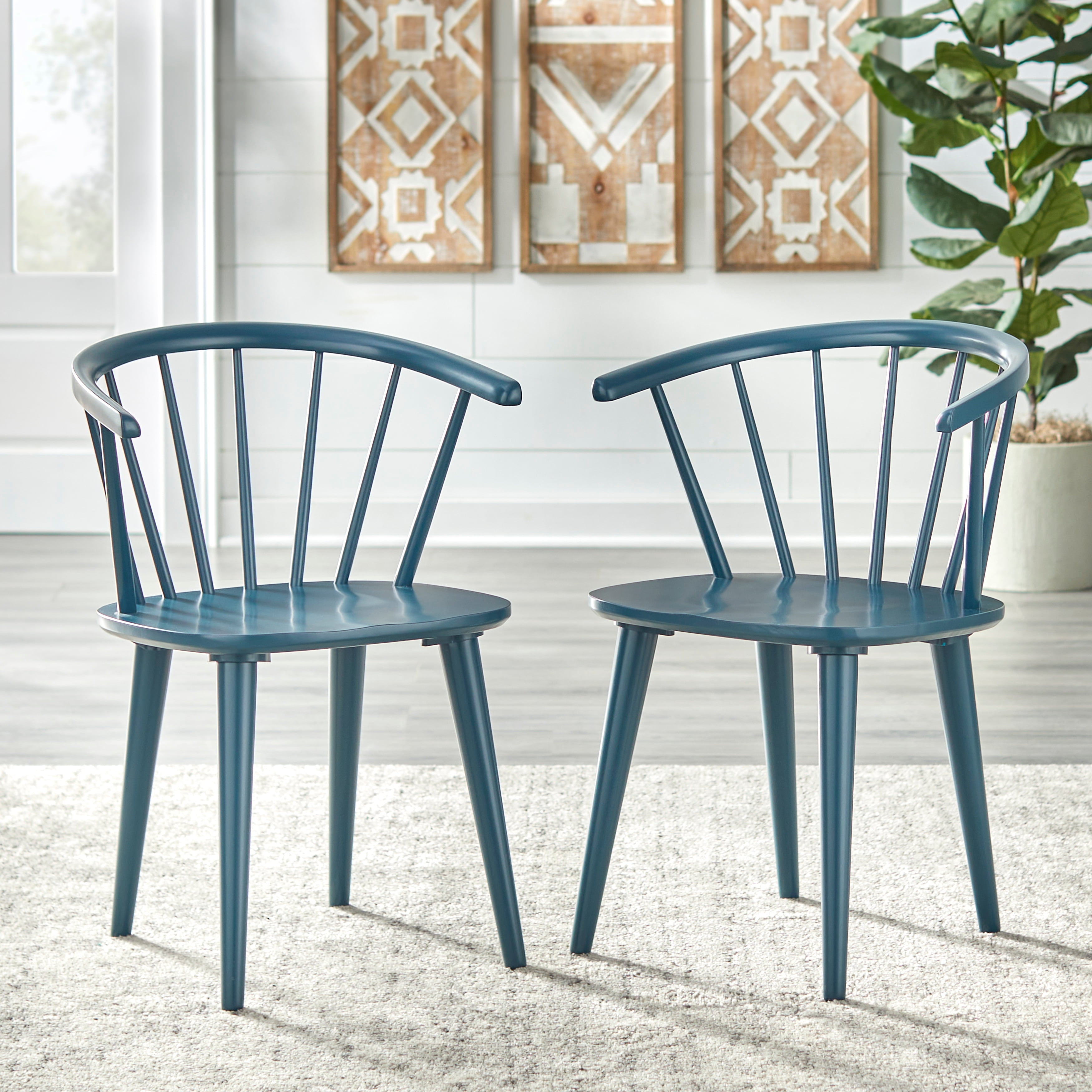TMS Florence Indoor Dining Chair, Set of 2, Walnut