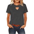 thumbnail image 2 of Homenesgenics Tops for Women Plus Size Short-Sleeve T-Shirt Basic Style Round Neck Cutout Heart Underlay Top Gray S, 2 of 9