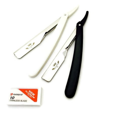 2 Pcs Cut Throat Shavette Barberas de afeitar y 10 cuchillas Dorco Navaja (Best Shavette For Beginners)