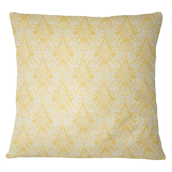 S4Sassy 2 Pcs Yellow Square Floral Damask Print Cotton Poplin Sofa Cushion Cover-12 x 12 Inches