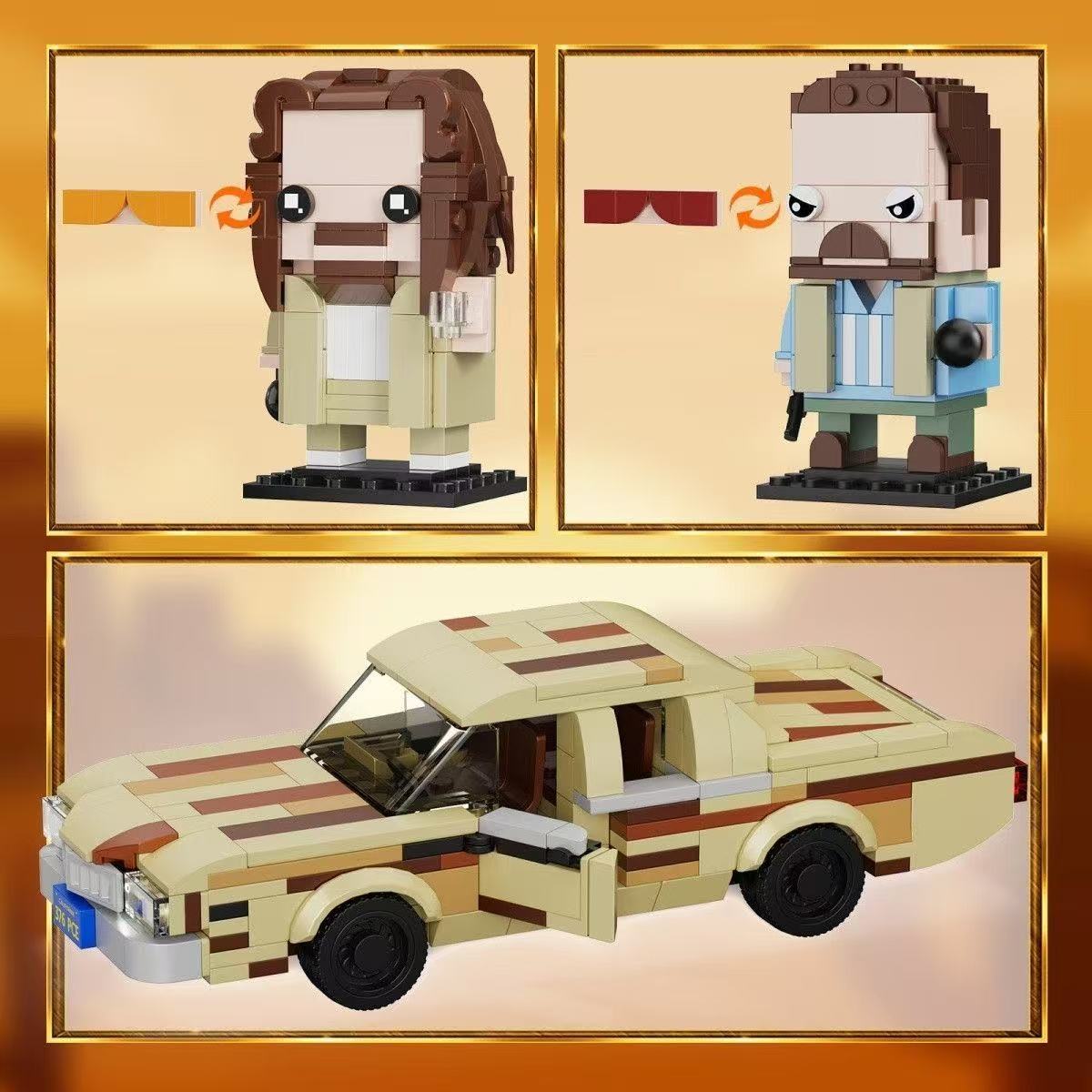 592 PCs 90s Cult Film Building Set with Vintage Car & Mustache Detective - Adult Collector Model Kit Compatible with Major Brands, Walmart Exclusive Gift for Teens 6+