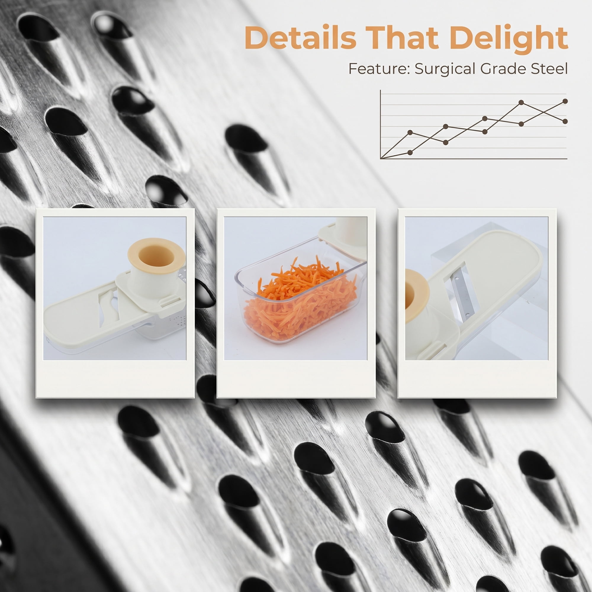 Unique Bargains Stainless Steel Blades 3-in-1 Cutter Slices, Chops and Grates Beige 1 pcs