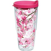 Tervis Made in USA Double Walled Sakura Japanese Cherry Blossom Insulated Tumbler Cup Keeps Drinks Cold & Hot, 24oz, Classic - Lidded