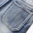 thumbnail image 5 of WREESH Men's Denim Shorts Zipper Elastic Slim Casual Denim Shorts Play Wrap Ripped Mid-Length Shorts Jean Shorts Light Blue, 5 of 9