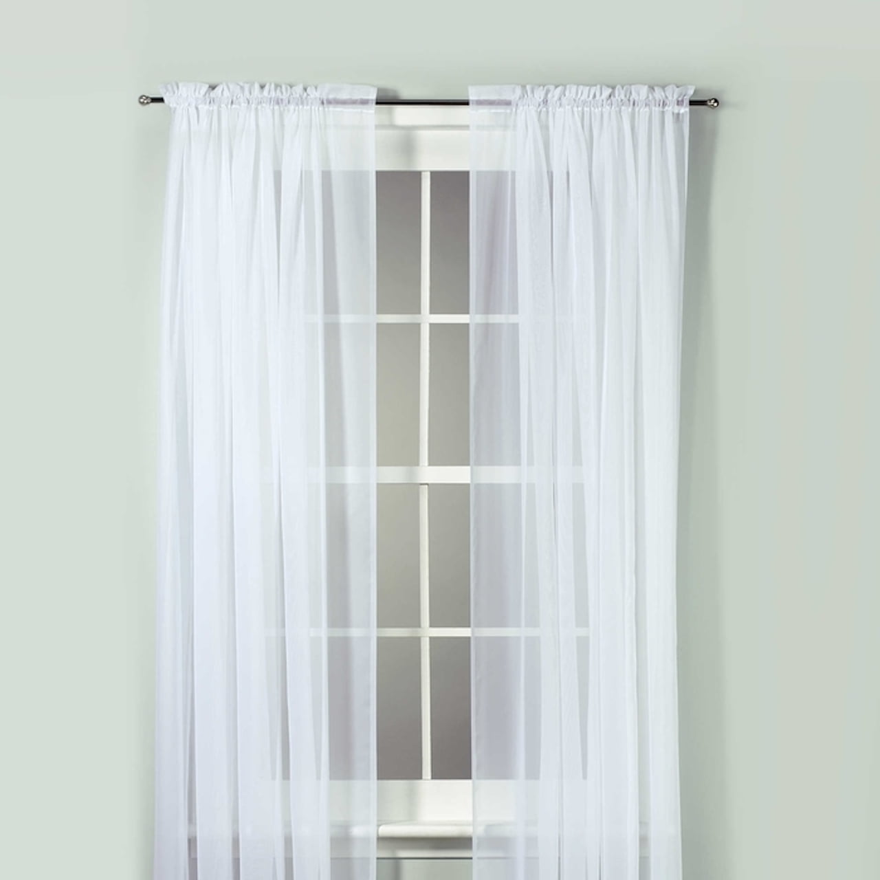 Voile 95 Inch Sheer Rod Pocket Window Curtain Panel White