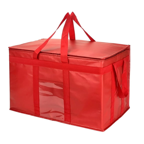 Yalin XXXL Large Insulated Cooler Bag, Styrofoam Cooler of Keep Food Hot or Cold, Reusable Double Zipper Food Delivery Bag for Grocery Shopping, 23" W x 15" H x 14" D ( Red )