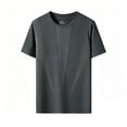 thumbnail image 2 of JIAYUE Men's T Shirt Summer Ice Silk Mesh Solid Color Short Sleeve Loose Fit Crew Neck Sports Tops Breathable Activewear For Seniors For Male, 2 of 4