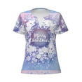 thumbnail image 3 of Naloa Round Snow Merry Christmas Print T-Shirts Short Sleeve V Neck Tees for Women Fashion Tops Trendy Lightweight Soft Casual Summer Outfits Clothes, 3 of 5