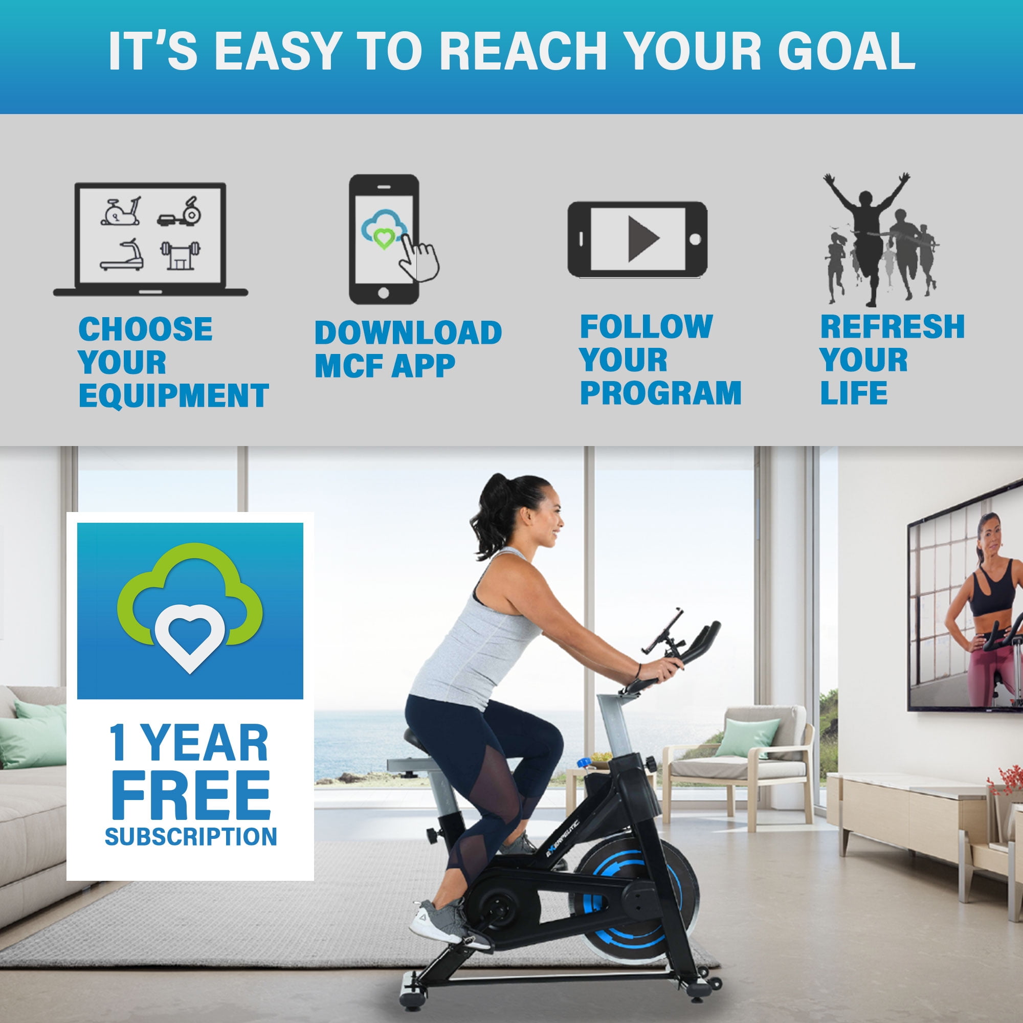 Exerpeutic bluetooth indoor cycling bike with mycloudfitness app hot sale