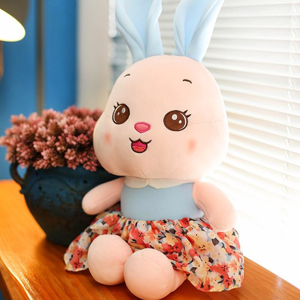 32/45/60/80cm Cute / Soft / Rabbit Plush Toy / Rabbit Doll with Floral Skirt / Children's Birthday Gift / Christmas Giftblue32cm Deng Xun unisex