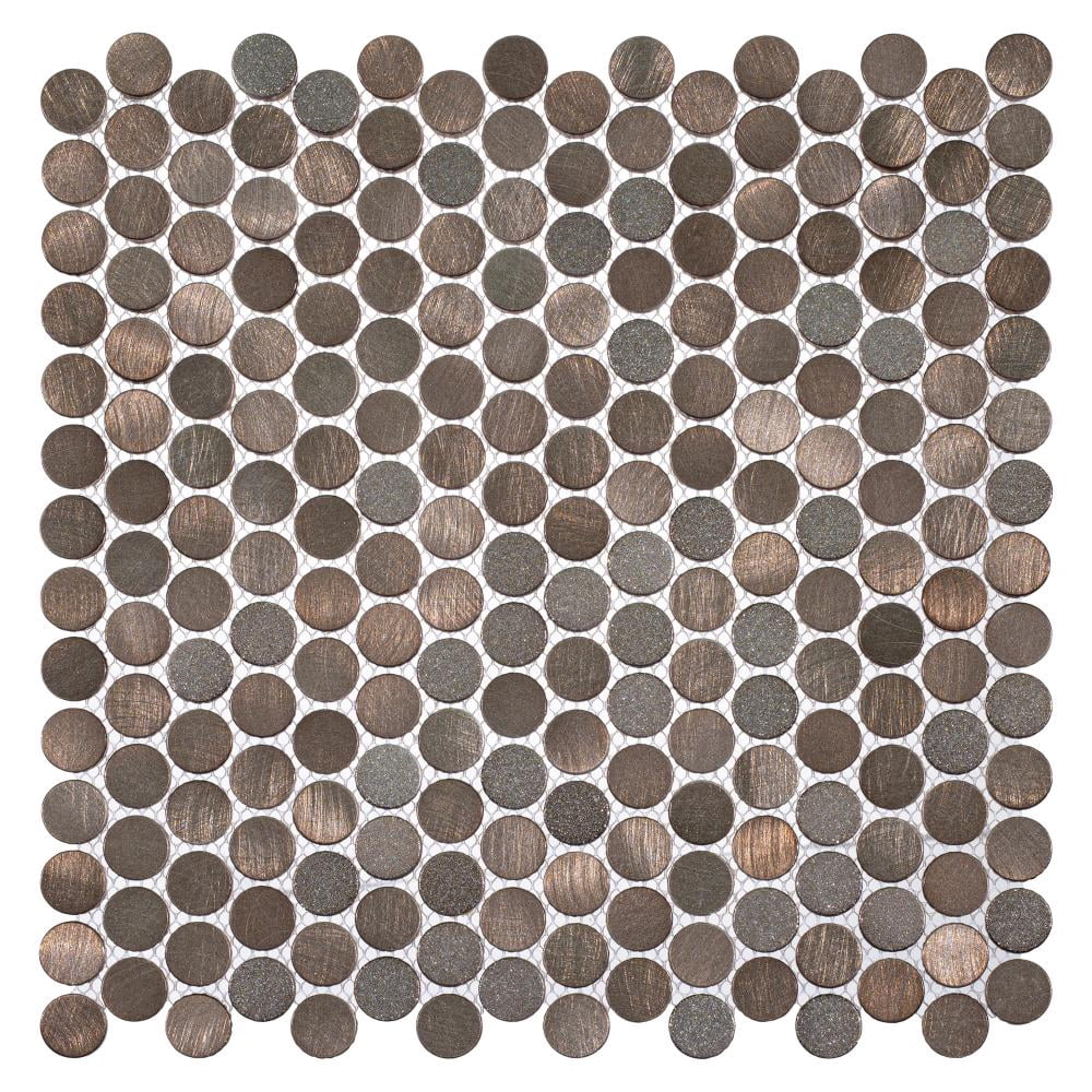 Orb Honey Brown 3/4-in. Penny Round Metal Mosaic Wall Tile