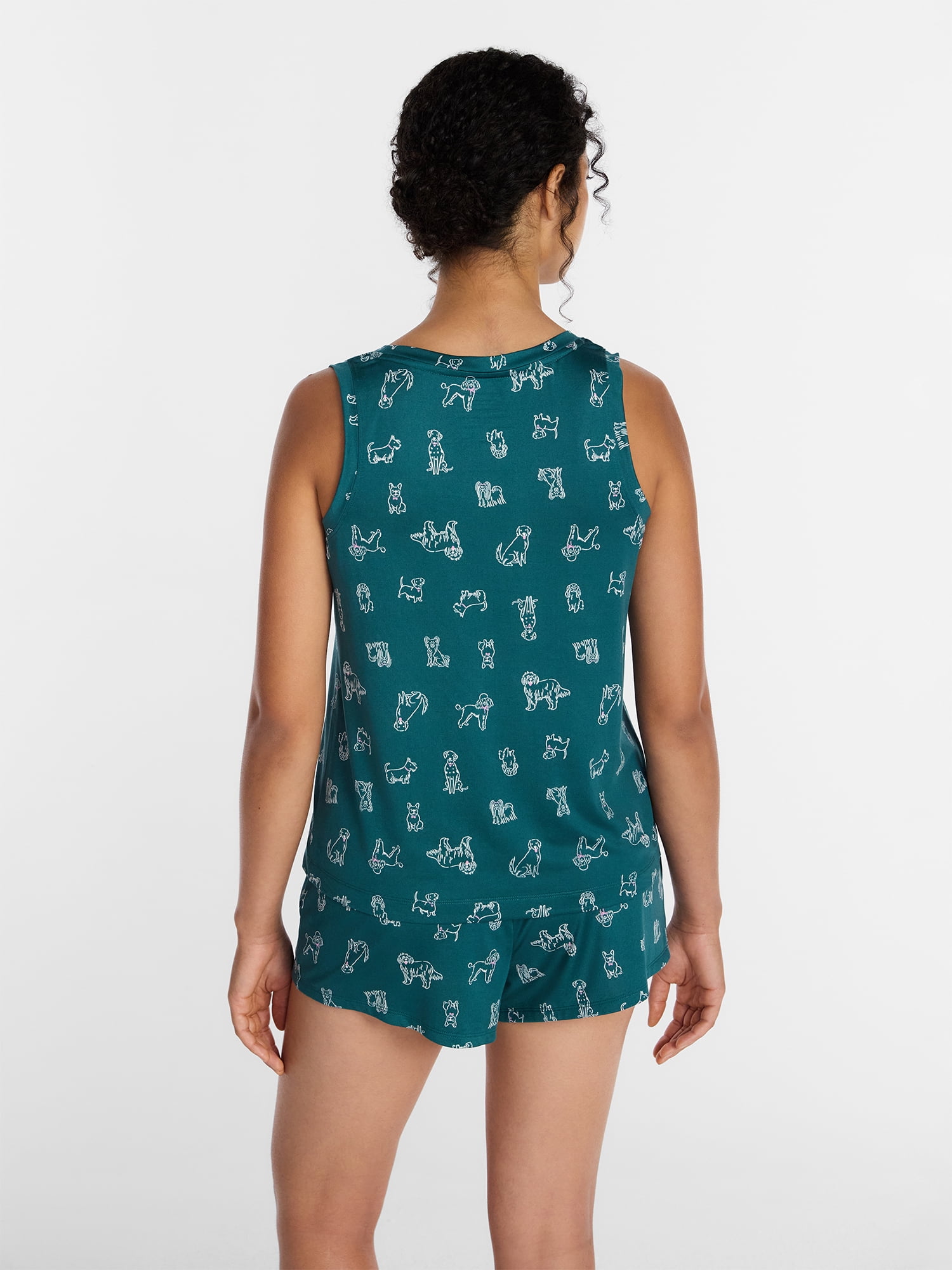 Joyspun Women's Tank Top and Shorts Pajama Set, 2-Piece, Sizes XS-3X