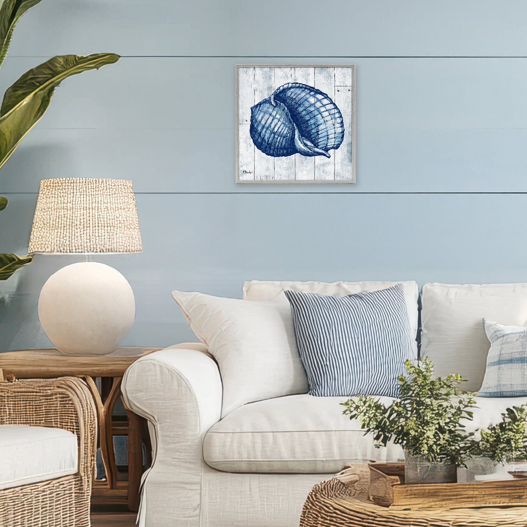 Stupell Industries Coastal Timberland Shell Gray Framed Giclee Art, design by Paul Brent