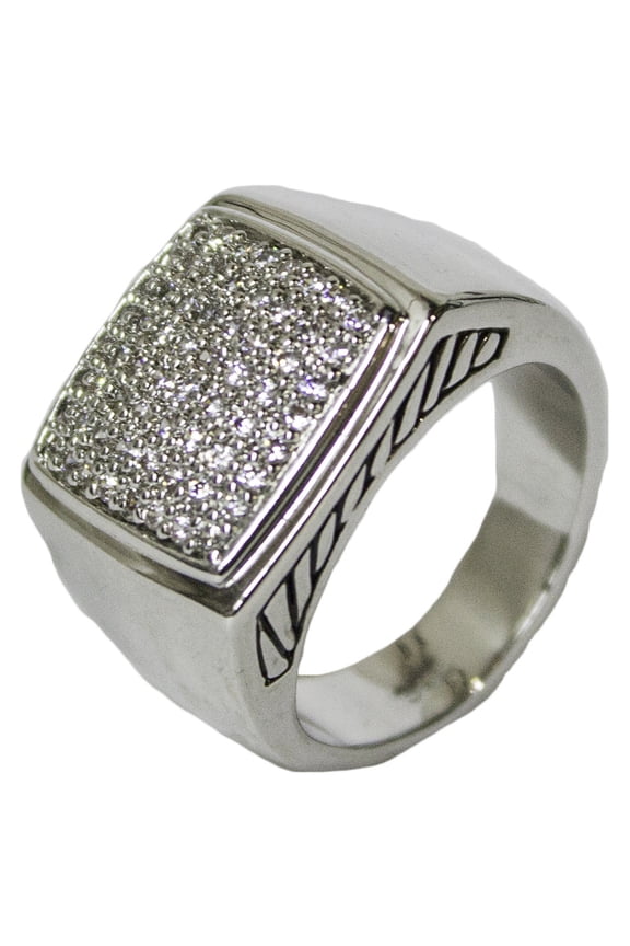 Men's Rhodium Plated Dress Ring Square CZ Cluster 072 (13)