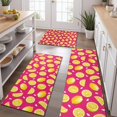 thumbnail image 2 of Yellow Lemon Fruit Slices Pink Pattern Kitchen Rugs Sets Of 3,Kitchen Runner Rugs Non Skid Washable,Decorative Kitchen Floor Mats for Kitchen,Sink,Laundry,17"x30"+ 17"x47" + 17"x59", 2 of 6