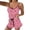 Pink, variant on XIAONU Women Heart Print Two Piece Pajama Set V Neck Cami Top Ruffle Hem Shorts Soft Comfortable Sleepwear Pajamas Army Green