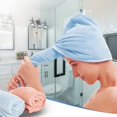 thumbnail image 2 of Microfiber Hair Towel Turban Wrap for Women 2 Pack Quick Dry Towels for Hair (Blue+Pink), 2 of 7