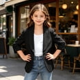 thumbnail image 4 of Grblisyd Girls Solid Blazer Long Sleeve Formal Coat Notched with Pocket Uniform Outerwear for Kids Teens 5-15Y, 4 of 8