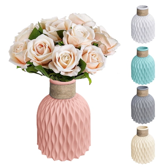 UDIYO Faux Ceramics Vase in Nordic Style, Flower Vase Minimalism Style for Rustic Home Decor, Modern Farmhouse Decor, Living Room Decor, Shelf Decor,
