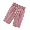 thumbnail image 3 of Pantalones cortos Cintura elástica Pantalones cortos sueltos Mujer Trajes de verano, Rosa, XL kenally AP002089-33, 3 of 6