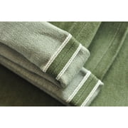 Saucezhan Mens Jeans Vulcanization Olive Green Selvedge Denim Jeans Vintage Regular Fit Taper Leg
