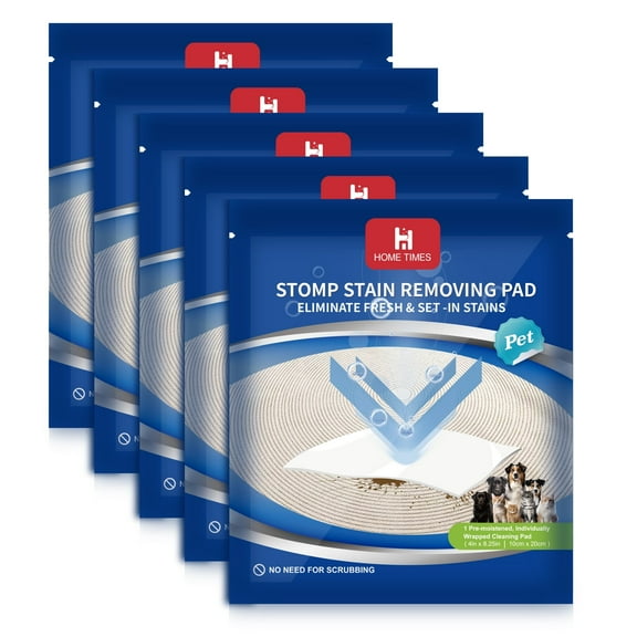 HOME TIMES 5 Count Carpet Cleaning Wet Wipes, Pet Lifting Pads for Stain Removal on Carpet, Multi Surface Floor Cleaner Wet Mop Pads, Textured Cloth Trap Absorb Dirt for Household