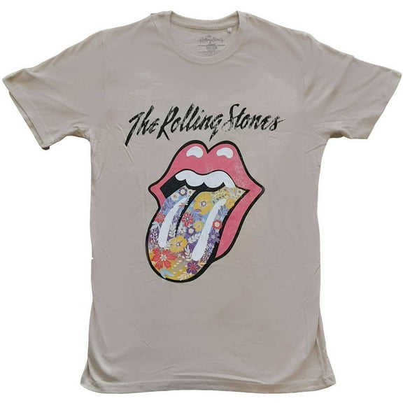 The Rolling Stones Unisex T-Shirt Flowers Tongue (Small)