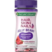 Nature's Bounty Optimal Solutions Advanced Hair, Skin & Nails Jelly Beans with Biotin, Mixed Fruit Flavor, 80 Count