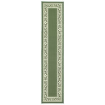 Floral Border 20" x 90" Rug Runner Green