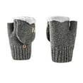 thumbnail image 2 of Sinpiling Womens and Mens Fleece Lined Winter Convertible Gloves & Mittens Casual Solid Thermal Warm Wool Knitted Fingerless Glove, 2 of 3