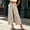 Khaki, variant on Asgosdo Women Cotton Linen Cropped Pants Elastic High Waist Wide Leg Trousers Casual Summer Loose Culottes S XXXL