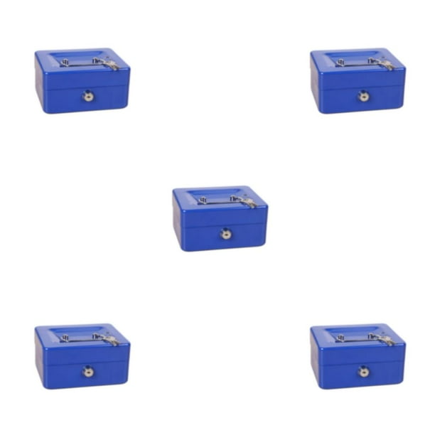 Inteprter Caja de efectivo pequeña con doble capa - Dinero seguro y organizado Apto para múltiples usos Metal azul Type2 NO2