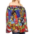 thumbnail image 4 of Sakkas Mela Women's Long Sleeve Peplum Off Shoulder Blouse Top in African Ankara - 144-Multi - One Size Regular, 4 of 5