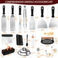 thumbnail image 6 of Griddle Accessories Kit, cyrico 126 Pcs Flat Top Grill Accessories for Blackstone and Camp Chef, Grill Spatula Set with Enlarged Spatulas, Basting Cover, Scraper, Burger Press, Carry Bag for Outdoor, 6 of 8