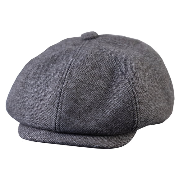 FREEBIRD99 8 Panel Wool Blend Mens Newsboy Flat Cap Herringbone Paperboy Cabbie Gatsby Hat - Gray #121314 - M