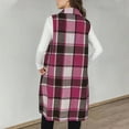 thumbnail image 4 of Womens Plaid Long Vest Jacket Sleeveless Open Front Lapel Oversized Coat Fashion Lightweight Loose Fall Winter Outerwear, 4 of 4