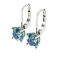 thumbnail image 2 of Clara Pucci 4Ct Synthetic Blue Moissanite Round Cut VVS1 Lever Back Drop Dangle 18k Solid hypoallergenic Gold Designer Earrings For April, 2 of 7