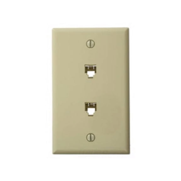 Leviton Ivory DUAL Phone Jack Wallplate 6P4C 625B3 DUplex 40944-I